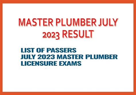 master plumber july 2023 result